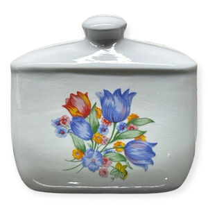Corelle Corningware Napkin Holder Fresh Cut Flowers Tulips Vintage Discontinued